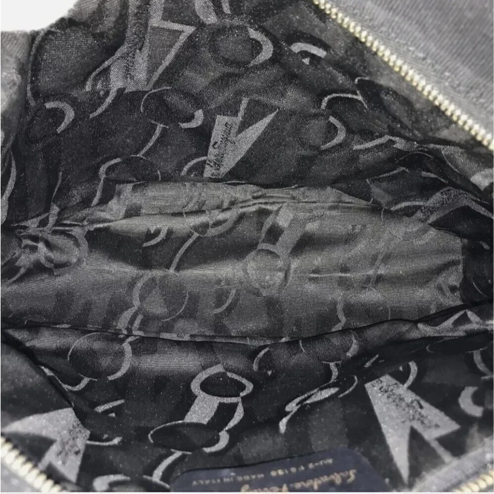 Salvatore Ferragamo Bag Shoulder Bag Au 21 8138 Black Canvas Authentic